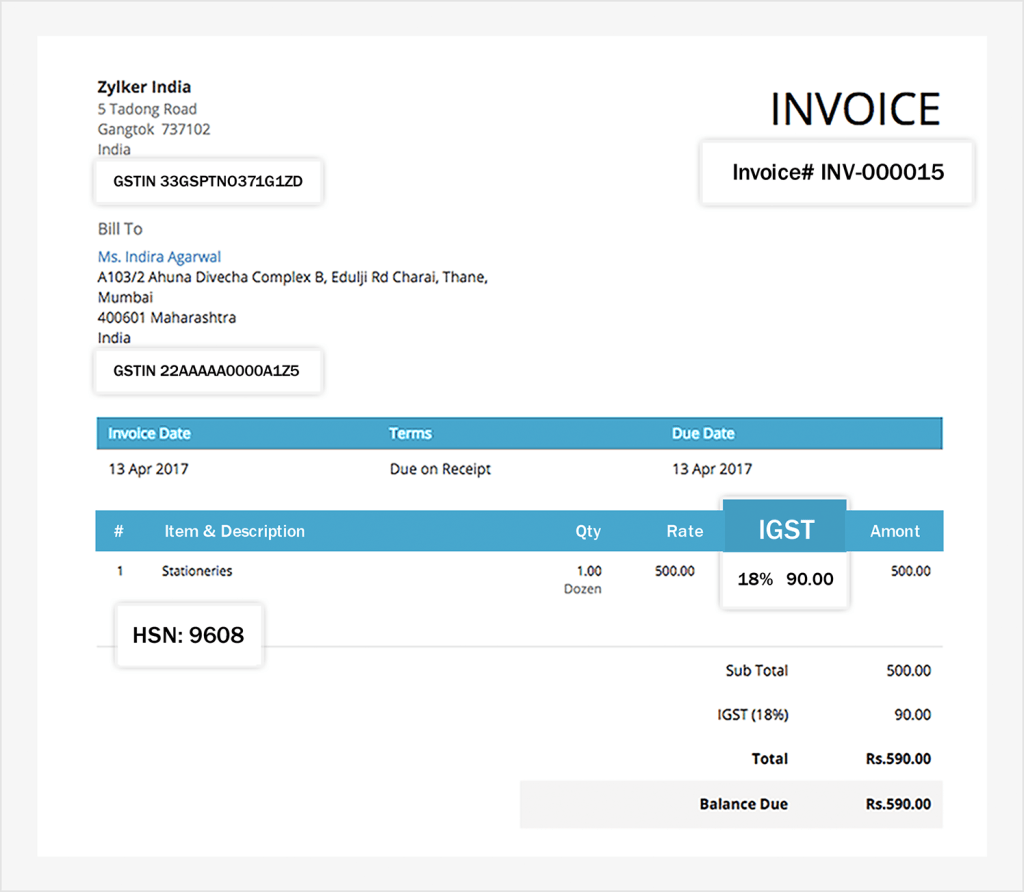 Customise Tax Invoice